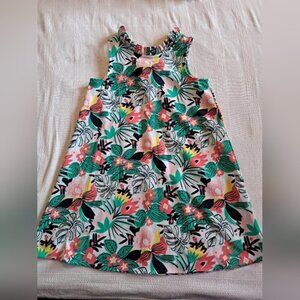 Crown & Ivy girls size 7 floral dress with ruffle collar, back collar tie, EUC